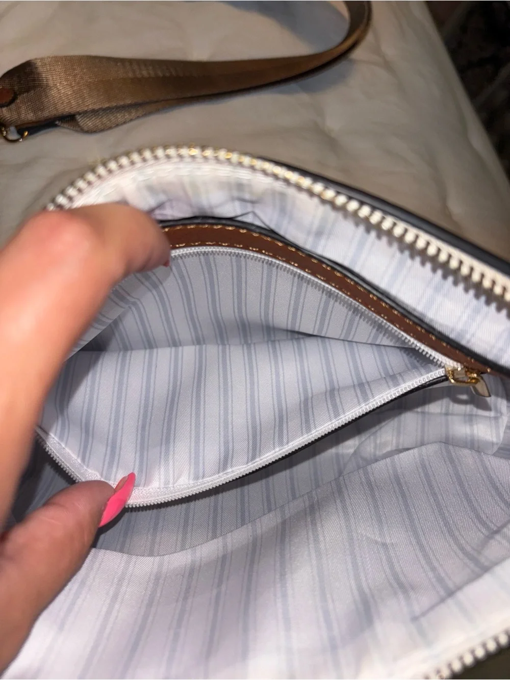 Pastel Tie-Dye Leather Crossbody Bag with Brown Strap